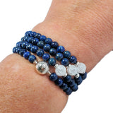 Lapis Lazuli & Quartz 108 Japa Mala POWERFUL THIRD EYE CHAKRA Yoga Meditation Necklace Natural Gemstones Stretchy
