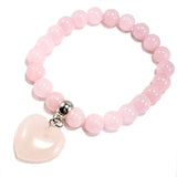 Heart Charm Rose Quartz Bracelet Powerful HEART CHAKRA Energy Semi-Precious Stones