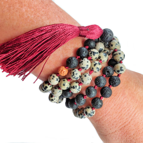 ROOT CHAKRA Japa Mala Beads 108 Hand-Knotted Natural