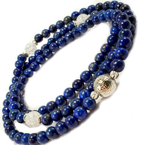 108 Mala Beads 8mm Lapis Lazuli Picasso Jasper Stone Beaded Bracelet Lotus  Charm | eBay