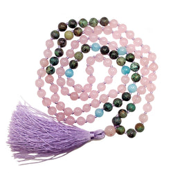 Anti-Anxiety Mala Beads 108 Natural Stones White Jade 7 Chakras Meditation  Necklace & Tassel